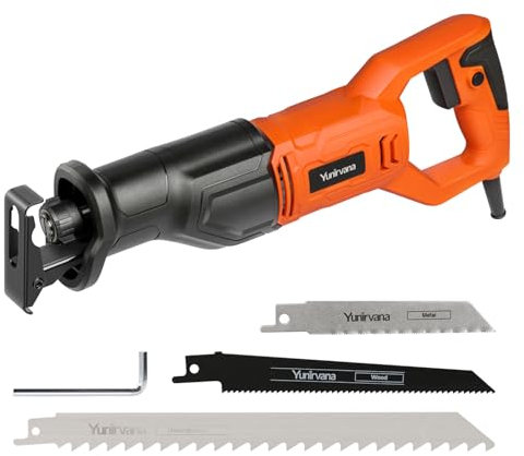 Yunirvana 710W seghetto alternativo 3000 RPM Velocità Variabile, sega a gattuccio per tagli precisi in legno, metallo e molto altro, 3 Lame per Legno e Metallo