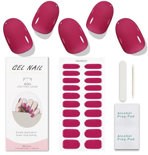 JMEOWIO Unghie Gel Adesive Rosa Scuro, Nail Stickers, Adesivi UV, Decorazioni Unghie, Nail Art Disegni