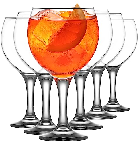 NORDIC SCHILLER Aperol – Lot de 6 verres à vin ballon transparents pour vin rouge et autres cocktails, grands verres à eau et à vaporiser