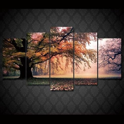 FatAco 5 Teile Herbst Baum Wald Natur Malerei Tuch Plakat Wanddekoration, Wandkunst Druckset (Rahmenlos)