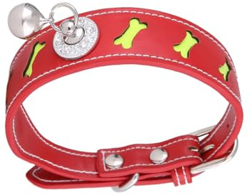 Knochenförmiges Haustierhalsband Reflektierend, Verstellbar, mit Glöckchen | Rot, aus Pu, Tragbar und Bequem, Kreative Form für Katze und Haustier