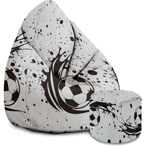 DreamRoots Sitzsack Erwachsene mit Füllung 80x80x120cm - Samt Stoff 300 gr/m2 Sitzsack mit Lehne und Hocker und Bezug - Sitzkissen Boden - Chill Sack