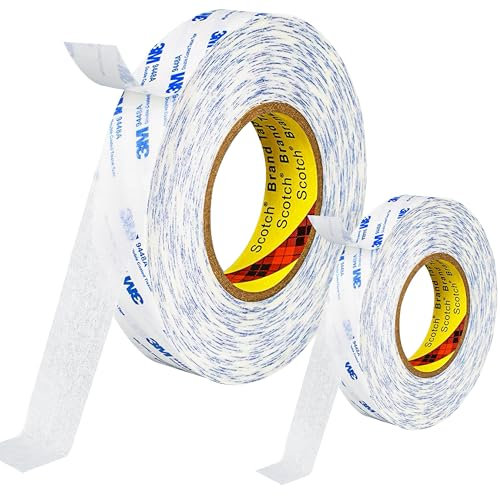FOLAI Doppelseitiges Klebeband, extra stark und dauerhaft klebend, 3M, von Hand abreißbar, für Papier, Metall, Kunststoff, Pappe, Holz - Universell einsetzbares, dünnes und schmales Klebeband.15mm*10m