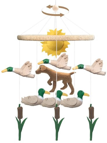 Teeloray Mobile Lit Bébe, Bébé Carillons avec Animaux et Plantes en Feutre, Fait Main Bois Crocheté Cloche de Lit Pendentif à Suspendre, Berceau Bébé Jouet Cadeau pour Bébé Fille ou Garçon