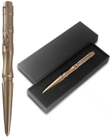 Regerly Multifunktionaler taktischer Kugelschreiber zur Selbstverteidigung aus Aluminium, tragbar, mit Glasbrecher für Notfälle, Gold