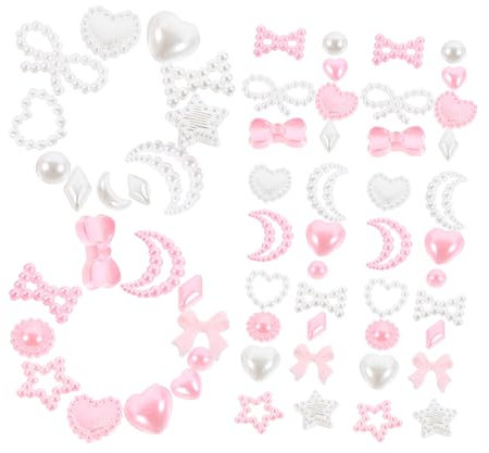 minkissy Pearl Mixed Nail Charms Gems for Nail Art Kit Kawaii Heart Bow Decor Cute Charms Jewelry for Women Box