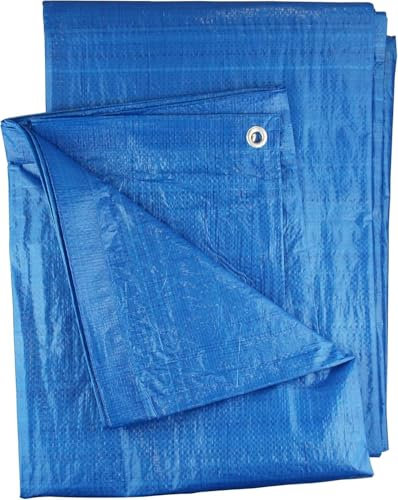 Tarpaulin 4 m x 4 m Blue Waterproof Builders tarp Garden Dry Cover Camping Ground Sheet Dust Cover