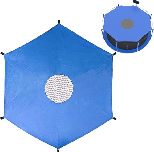 LUMOOM Auvent de trampoline de 25,4 cm, voile d'ombrage imperméable et bâche de protection de trampoline, pliable pour trampoline, toit de trampoline d'extérieur résistant à la déchirure bleu