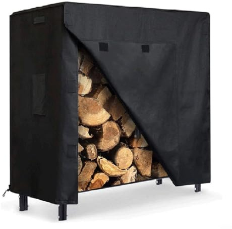 BlissfulAbode Kaminholz-Abdeckung für den Außenbereich, Kaminholz-Regal-Abdeckung, 1,2 m Brennholz-Regal-Abdeckung, strapazierfähig, wasserdicht, staubdicht, Sonnenschutz, wasserdichter Oxford-Stoff