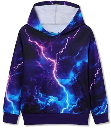 Amissz Sweat à Capuche Imprimé 3D pour Garçon et Fille de 6 à 16 Ans avec Poche