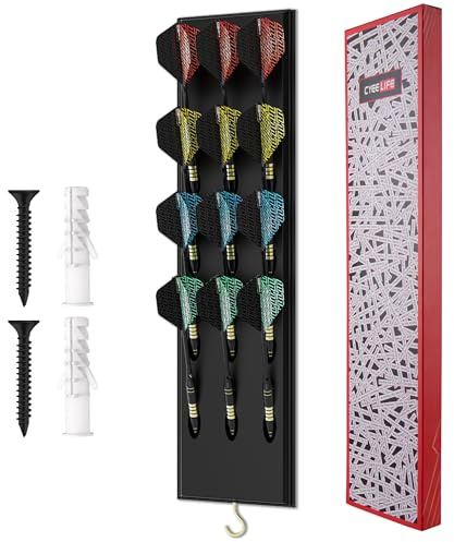 CyeeLife Dart Halter aus Holz für 12 Darts,Darthalter für Wandmontage,Dartpfeile Halterung zur Aufbewahrung von Steeldarts und Softdarts,Dart zubehör