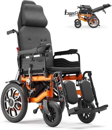 Reclining Electric Wheelchair for Adults, Adjustable 90°-160° Backrest, 16 Alloy Wheels, 5-Speed Mobility Scooter with USB Charging & LED Light, Detachable Footrest (Reclining)