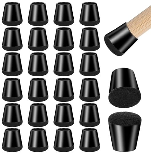 CIOXSOIO 24 Pièces Protection Pied de Chaise 14-20mm en Silicone avec Feutre, Embout pour Protéger Les Pieds de Meubles, Noir