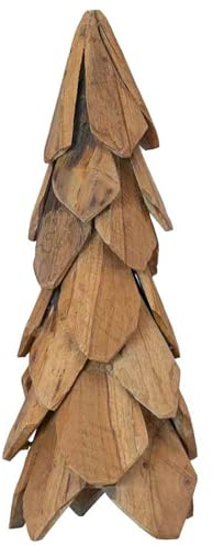 Gecheer Albero di Natale in Legno di Teak, 50 cm, Decorazione Rustica, Design Semplice, per Soggiorno e Corridoio