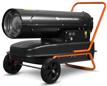 Diesel Heizkanone 30 kW CHESTERPRO HEAT starke Werkstattheizung mit Thermostat und Raedern