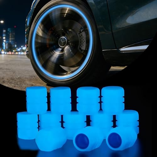 Cappucci Valvole Luminosi Auto, 12 Tappi Ruote Auto Luminosi (Blu) | Tappi Valvola Fluorescente, TappiLuminosi per RuoteAuto, TappiLuminosi RuoteAuto, Accessorio Universale perAuto Moto Bici