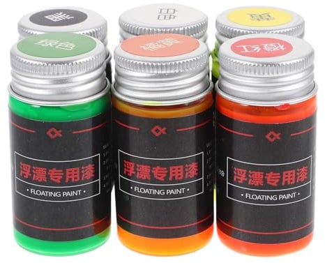 STOBAZA Lot de 6 Peintures Fluorescentes pour Flotteurs de Pêche, 30 ML, Couleurs Variées, Peinture à l'huile, Réparation Flotteur, Accessoires Pêche, Usage Extérieur Couleur Aléatoire