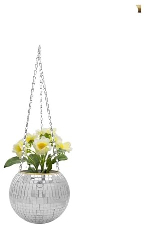 Multicolor Hanging Flower Pot, Disco Ball Planter, Decorative Plant Hanger, 10-20cm Silver Basket for Indoor/Outdoor Plants, Stylish Plant Accessories