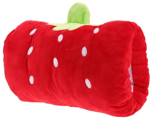 UPKOCH -Mains en Peluche Forme Fraise Rouge Moelleux Multifonction pour et Bureau Accessoire Doux et Portable Présent Confort Hiver
