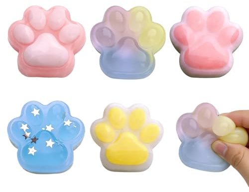 CEJAS 5 Stück Mini Squishy-Set mit Katzenpfoten-Design -3.5cm Weiche Quetschspielzeuge mit Aufhängekette - Sensorisches Anti-Stress-Spielzeug für Kinder und Erwachsene