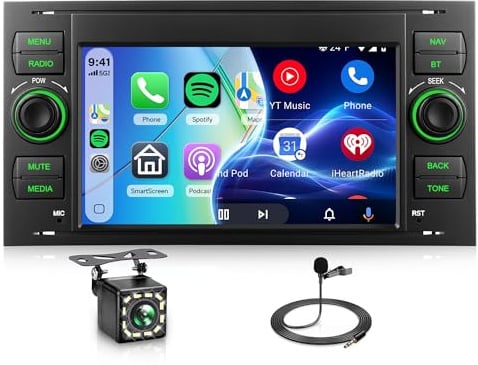 Rimoody Autoradio 2 Din für Ford Focus Fiesta Transit Mondeo Kuga S-Max Galaxy C-Max Connect,7 HD Touchscreen, Wireless Carplay & Android Auto, Bluetooth, FM/AM/RDS Lenkradsteuerung Rückfahrkamera