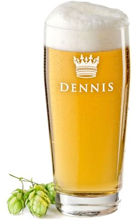 AMAVEL Willibecher 0,5 l mit Gravur, Bierglas mit Name, Willi Bierbecher mit König Krone, Personalisiertes Glas zum Geburtstag, Geschenk für Männer