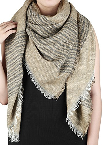 FEINZWIRN Miriam - sehr großes quadratisches XL Tuch/Schal für Damen mit schönem Muster