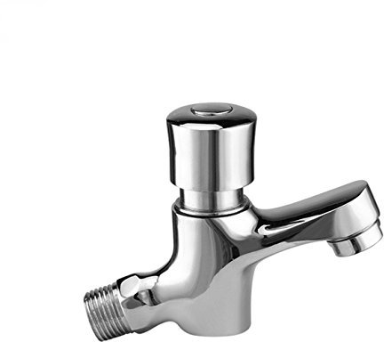 Public Bathroom Self Closing Saving Water Delay Sink Tap Wall-Mounted Faucet, Chrome Finish