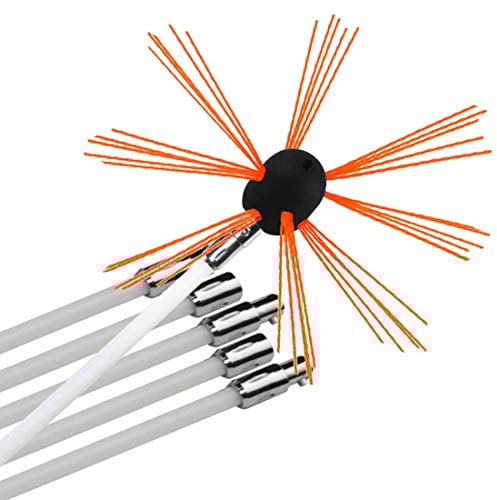 Professional Chimney Pole Drill Power Sweeping Cleaning Chimney Brush Set, Flexible Chimney Pipe Brush DIY Set And Accessories, Easy To Use,10 ROD
