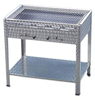 Holzkohlegrill Grill Kohlegrill aus Edelstahl 65x53x80 cm Grillrost aus Edelstahl zerlegbar entnehmbaren Kohlekasten Grillfläche 59,5x47 cm ideal für Privat Verein Catering Gastronomie Top Qualität