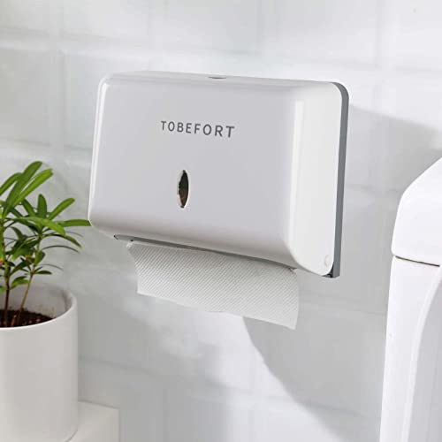 TOBEFORT Berührungsloser Papierhandtuchspender, Wandhalterung, ohne Bohren, wasserdicht/staubdicht, Multifold Taschentuchhalter für Zuhause, Küche, Büro, Badezimmer, Toilette