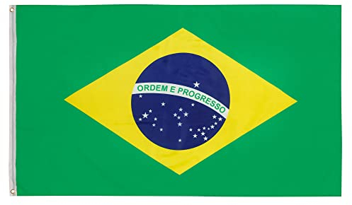 Banderas de aricona – bandera de Brasil resistente a la intemperie con 2 ojales de metal - bandera nacional brasileña 90 x 150 cm