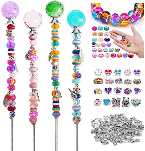 Perlenpfähle, Feenpfahl zum Basteln für Kinder, Feen-Bling-Pfähle, Zubehör mit Perlen, Feenstäbe für Garten-Bastelbedarf, Gartenkunst für Mutter, Kinder