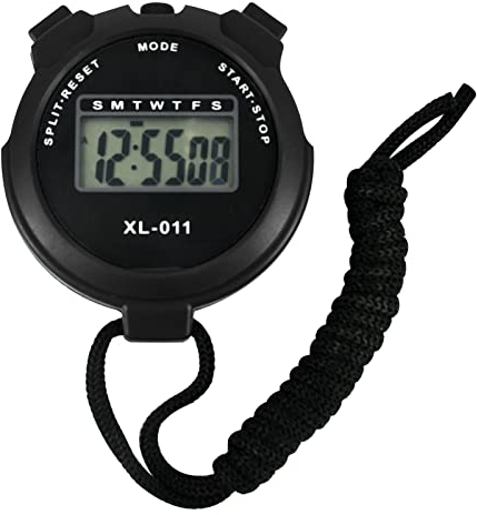 BEHAHAI Digital Sports Stopwatch Timer Stopwatch Large Display Interval Training Timer Outdoor Split Stop Watch Lap Timer Digital Calendar Alarm Clock Referee Watch for Training Running(Black)