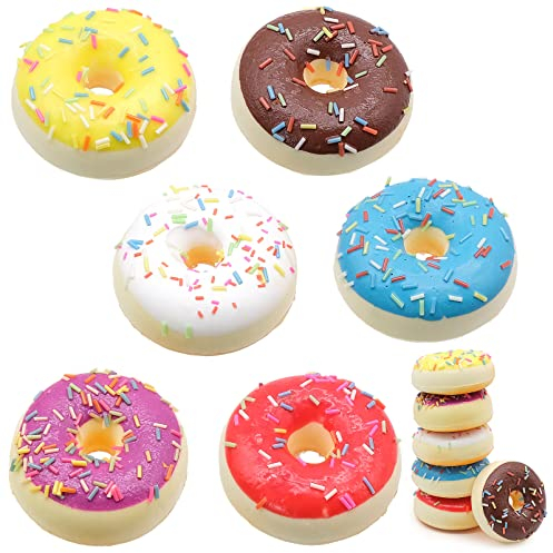 inheming 6 Stück Künstliche Donuts Realistische Fake Donuts Modell,Simulation Gefälschte Donuts,Kuchenspielzeug,Fotografie Requisiten Heimdekoration