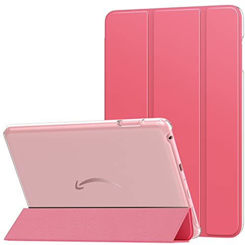 MoKo Case Fits All-New Amazon Fire HD 8 & 8 Plus Tablet (12/10th Gen, 2024/2022/2020 Release)8 , PU Leather Trifold Stand Cover with Translucent Frosted Backshell with Auto Wake/Sleep, Watermelon Red