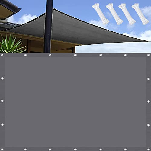 Wasserdicht Sonnenschutz 1.7 x 3.8 m wasserabweisend windabweisend Reißfest Rechtwinklig Markise mit Ösen und Befestigungsseile für Balkon Garten Terrasse, Dunkelgrau