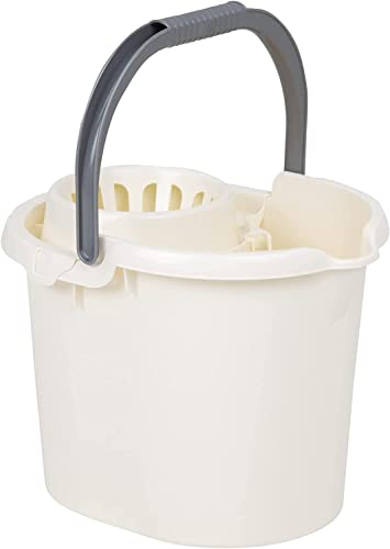 Soft cream- 16L Litre Mop Bucket with Removable Wringer and Easy Carry Handle High Grade Plastic Floor Cleaning Bucket, Lightweight, Homes & Kitchens, Office, cafe
