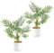 PASCH® Lot de 2 palmiers artificiels Areca (35 cm) dans des pots en céramique blancs : plantes artificielles comme de vraies plantes en pot | faux plant | palmier artificiel | fleurs artificielles en