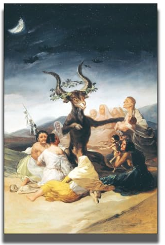 OKRA Francisco Goya Wandkunst, Hexensabbat-Gemälde, schwarzes Sabbat-Poster, Reproduktionen berühmter Ölgemälde, Leinwand-Wanddekoration für Schlafzimmer, Wohnzimmer, ungerahmt (30 x 45 cm)