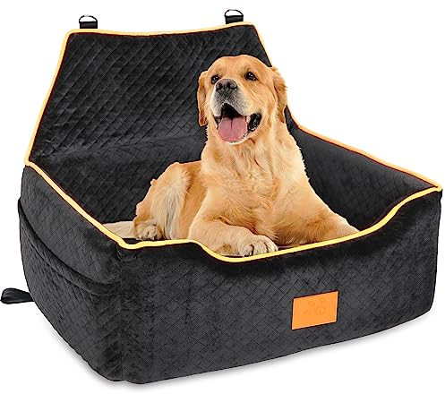 GL GLENSLAVE Hundesitz für große/mittlere Hund, Hundeerhöhungssitz für Hunde unter 25kg oder 2 kleine Hunde, abnehmbar und waschbar Hundesitz mit dicken Kissen und Aufbewahrungstaschen(schwarz)