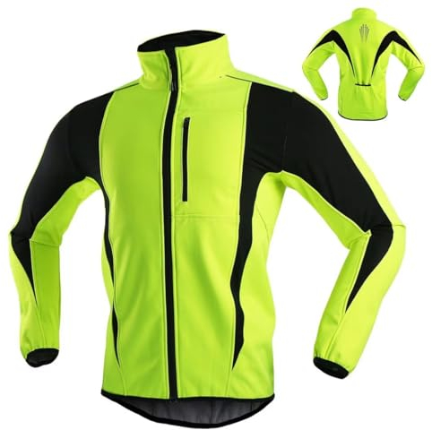 Jarade Damen Winter Thermo Winddicht Softshelljacke Atmungsaktiv Warm Laufjacke Reflektierende Sport Jacket Fleecejacke Lang Fahrrad Thermojacke Grün M