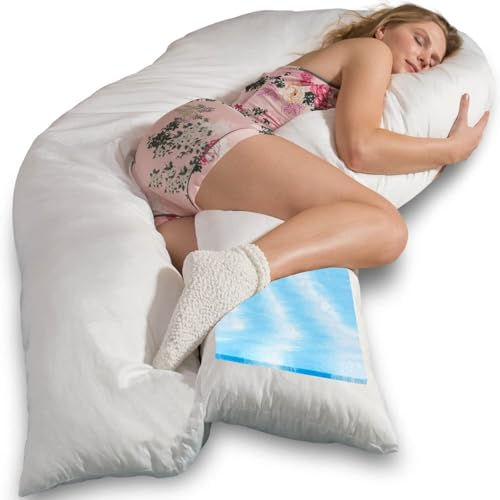 Traumreiter Seitenschläferkissen Visco XXL Hybrid Kissen + 1cm Memory Foam - U förmiges Schwangerschaftskissen Gel Body Pillow Komfortkissen Ergonomie Zertifiziert