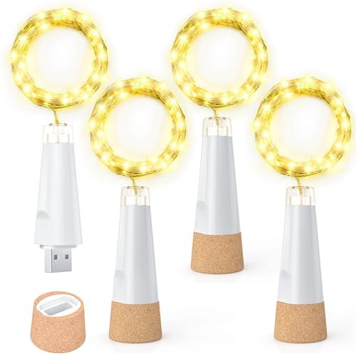 Dumcuw Bottle Lights, 20 LED Fairy Lights Battery Operated USB Rechargeable 2024 Upgraded Bottle Light with Cork for Christmas Decorations