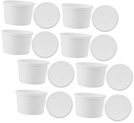 Cabilock 20sets Paper Ice Cream Cups Summer Disposable Ice Bowls Lids Yogurt Storage Bowl Dessert Paper