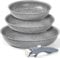 MICHELANGELO Non Stick Frying Pan Set with Removable Handle, 20cm,24cm and 28cm Frying Pans, Fry Pan with Detachable Handle, PFOA Free, Oven Safe, Grey
