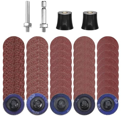 sourcing map 54pcs Quick Change Discs Set 1 Roll Lock Sanding Discs with 1/4 Shank Pad Holder 36/60/80/120/240 Grit Surface Conditioning Disc for Polish Rust Removal