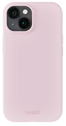 holdit Silikonhülle iPhone 15-0,8mm Ultra dünn Handyhülle Silikon - Trendy Slim Silicone case mit Voller Schutz (erhöhte Kante für Kameraschutz) - Pale Pink