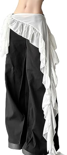 TSWNG Tanztuch Hüfte, Bauchtanz Hüfttuch Damen, Wickelgürtel Chiffon, mit Rüschen, Dreieck Taillengürtel, Hüftschal Wickeltuch Tanzgüttel für Jazz, Latin, Bauchtanz, Strand, Party