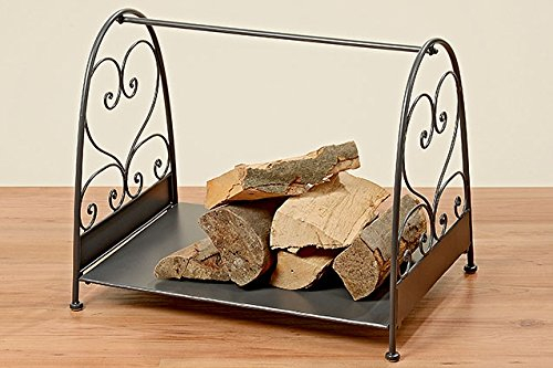 Kamin Korb für Brennholz mit Henkel, Korb für Holz Alpin Kaminholzkorb aus Eisen L56cm Farbe grau